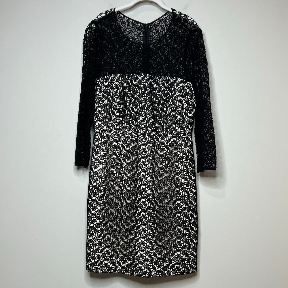 J.Crew Collection Black Lace Overlay Sheath Dress Size 10 Black Label